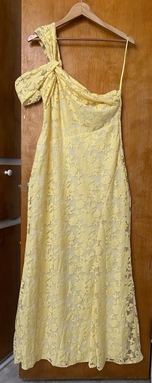 NWT All about May Draped One Shoulder Lace Overlay Gown Wedding Guest Dress 10